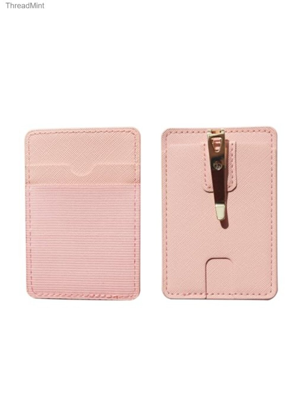 Slim Minimalist Vertical Card Holder Microfiber Leather Wallet with Clip